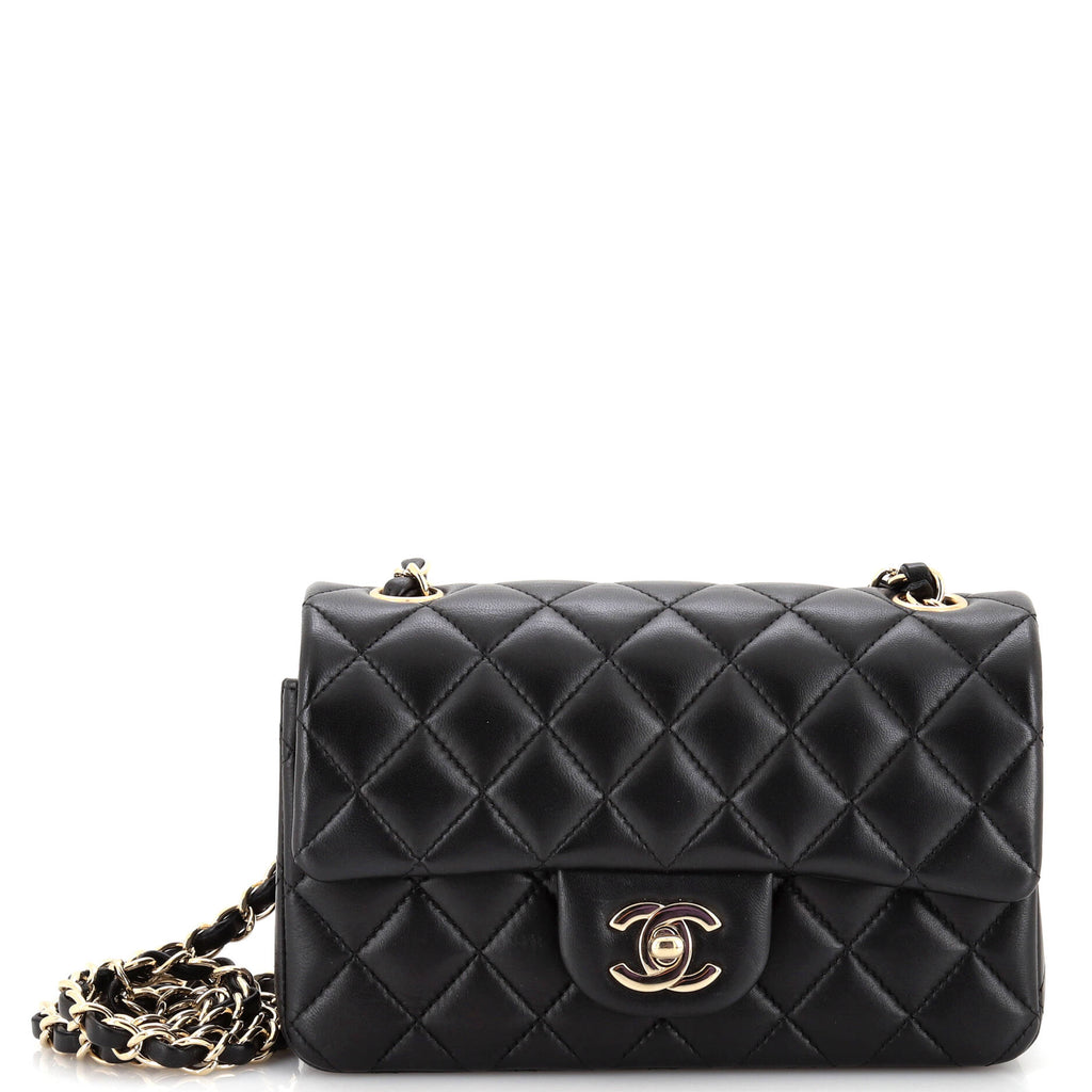 Chanel Classic Single Flap Bag Quilted Lambskin Mini Black 3008202