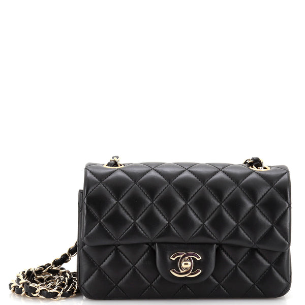 Chanel Classic Single Flap Bag Quilted Lambskin Mini Black 3008202