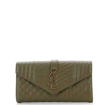 Saint Laurent Classic Monogram Flap Wallet Mixed Matelasse Leather Large