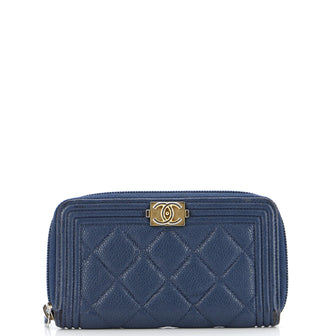 Chanel Boy Zip Around Wallet Quilted Lambskin Small