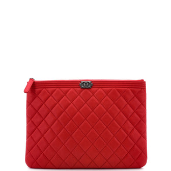 Chanel Boy O Case Clutch Quilted Lambskin Medium