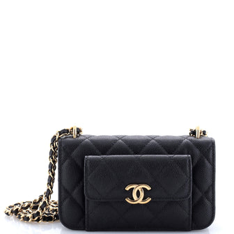 Chanel Pocket Twins Clutch with Chain Quilted Caviar