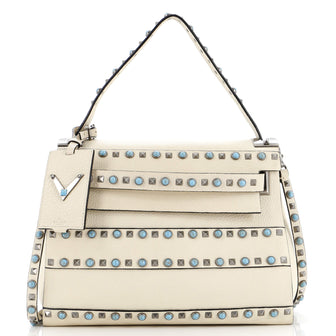 Valentino Garavani My Rockstud Rolling Satchel Leather with Cabochons Medium