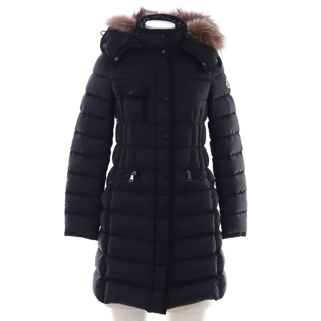 Moncler Women's Hermifur Hooded Puffer Coat Quilted Nylon with