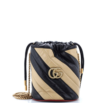 Gucci GG Marmont Bucket Bag Diagonal Quilted Leather Mini
