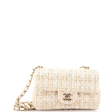 Chanel Classic Single Flap Bag Quilted Tweed Mini