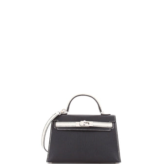 Hermes Kelly Mini II Bag Bicolor Chevre Mysore with Palladium Hardware 20