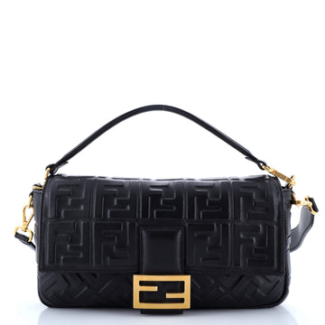 Fendi Baguette NM Bag Zucca Embossed Leather Large