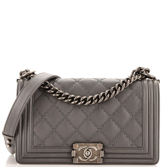Chanel Stitch Boy Flap Bag Quilted Calfskin Old Medium
