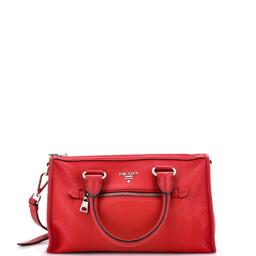 Prada Front Zip Convertible Satchel Vitello Phenix Small