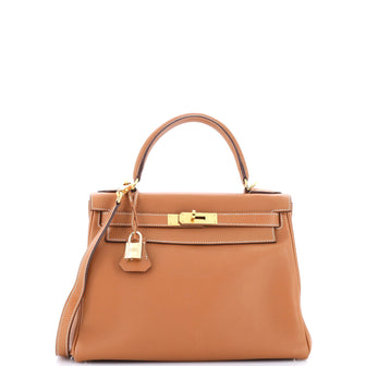 Hermes Kelly Handbag Brown Swift with Gold Hardware 28