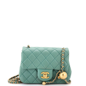 Chanel Pearl Crush Square Flap Bag Quilted Lambskin Mini