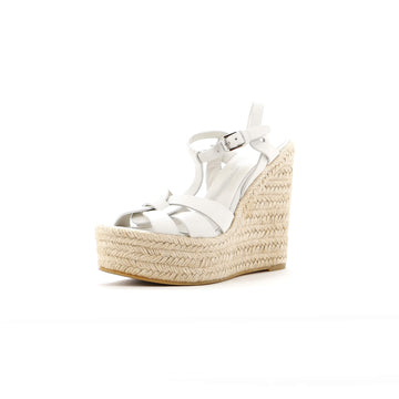 Saint Laurent Women's Tribute Wedge Espadrille Sandals Leather