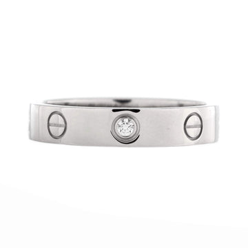 Cartier Love Wedding Band 1 Diamond Ring 18K White Gold with Diamond