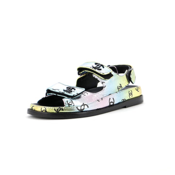 Chanel Women's Velcro Dad Sandals Printed Laminated Leather