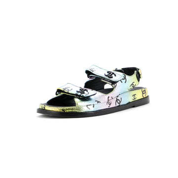 Chanel Women's Velcro Dad Sandals Printed Laminated Leather