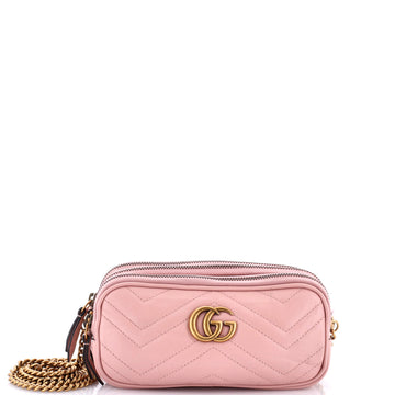 Gucci GG Marmont Triple Zip Chain Bag Matelasse Leather Mini