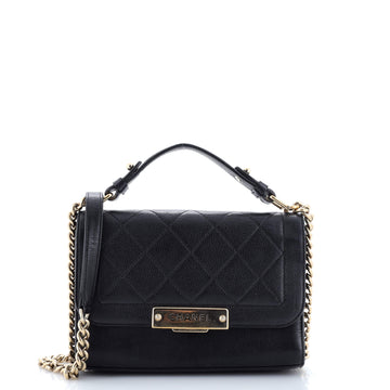 Chanel Label Click Flap Bag Quilted Calfskin Small