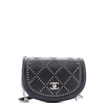 Chanel Coco Eyelets Round Flap Bag Quilted Calfskin Small