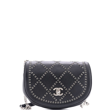 Chanel Coco Eyelets Round Flap Bag Quilted Calfskin Small