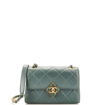 Chanel CC Diamond Lock Flap Bag Quilted Lambskin Mini