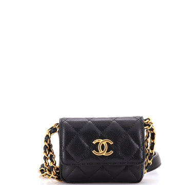 Chanel CC Medallions Flap Belt Bag Quilted Caviar Mini