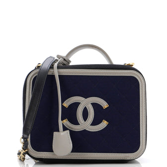 Chanel Filigree Vanity Case Quilted Jersey Small