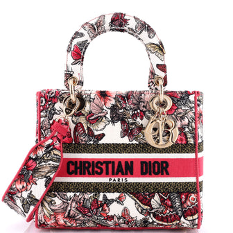 Christian Dior Lady D-Lite Bag Embroidered Canvas Medium