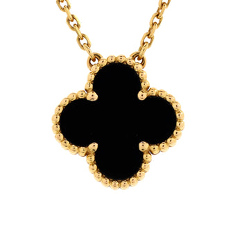 Van Cleef & Arpels Vintage Alhambra Pendant Necklace 18K Yellow Gold and Onyx