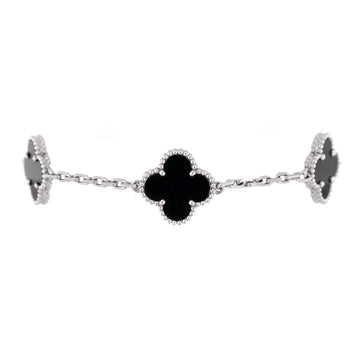 Van Cleef & Arpels Vintage Alhambra 5 Motifs Bracelet 18K White Gold and Onyx