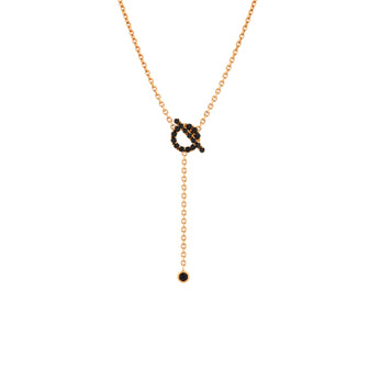 Hermes Finesse Lariat Pendant Necklace 18K Rose Gold and Black Spinels