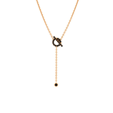 Hermes Finesse Lariat Pendant Necklace 18K Rose Gold and Black Spinels