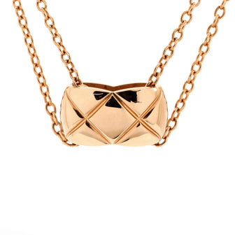 Chanel Coco Crush Double Chain Pendant Necklace 18K Beige Gold