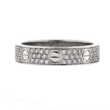 Cartier Love Wedding Band Pave Diamonds Ring 18K White Gold and Diamonds