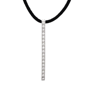 Cartier Lanieres Bar Pendant Necklace 18K White Gold with Diamonds and Cord