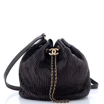 Chanel Coco Pleats Drawstring Bag Pleated Crumpled Calfskin Medium