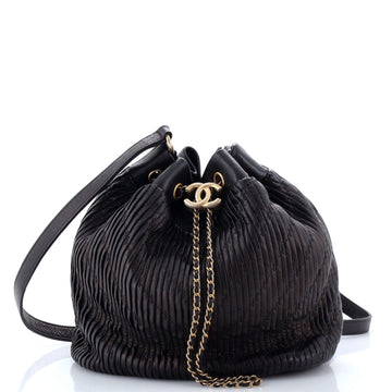 Chanel Coco Pleats Drawstring Bag Pleated Crumpled Calfskin Medium
