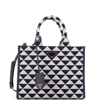 Prada Symbole Shopper Tote Jacquard Small