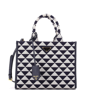 Prada Symbole Shopper Tote Jacquard Small