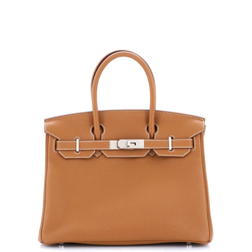 Hermes Birkin Handbag Brown Togo with Palladium Hardware 30