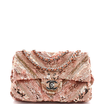 Chanel CC Flap Bag Chevron Sequins Mini