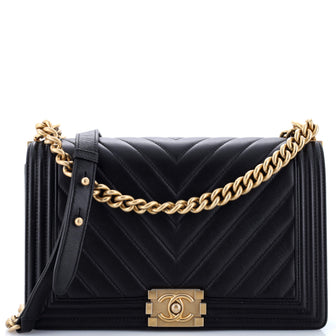 Chanel Boy Flap Bag Chevron Calfskin New Medium