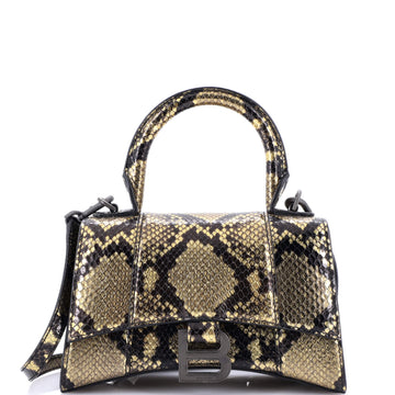 Balenciaga Hourglass Top Handle Bag Python Embossed Leather XS