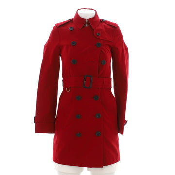 Burberry Women's Double Breasted Belted Mid-Length Trench Coat Cotton