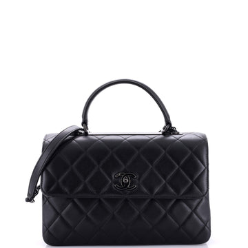 Chanel So Black Trendy CC Top Handle Bag Quilted Lambskin Small
