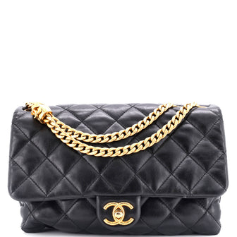 Chanel All Slide Long Flap Bag Quilted Lambskin Medium