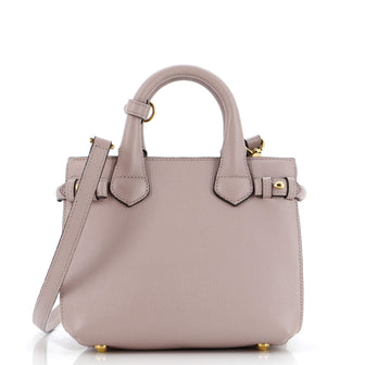 Burberry Banner Tote Leather and House Check Canvas Mini