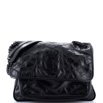 Saint Laurent Niki Chain Flap Bag Matelasse Chevron Leather Medium