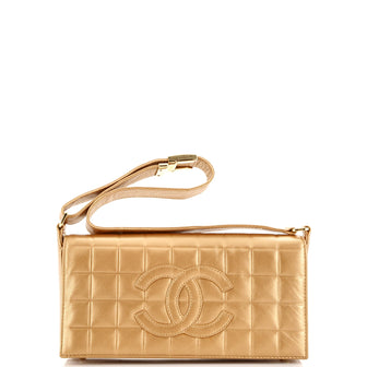 Chanel Chocolate Bar CC Flap Bag Quilted Leather East West