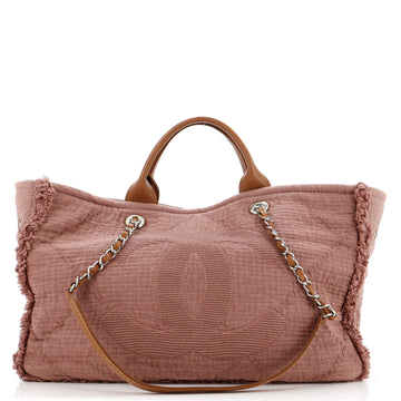 Chanel Double Face Deauville Tote Fringe Quilted Canvas Medium